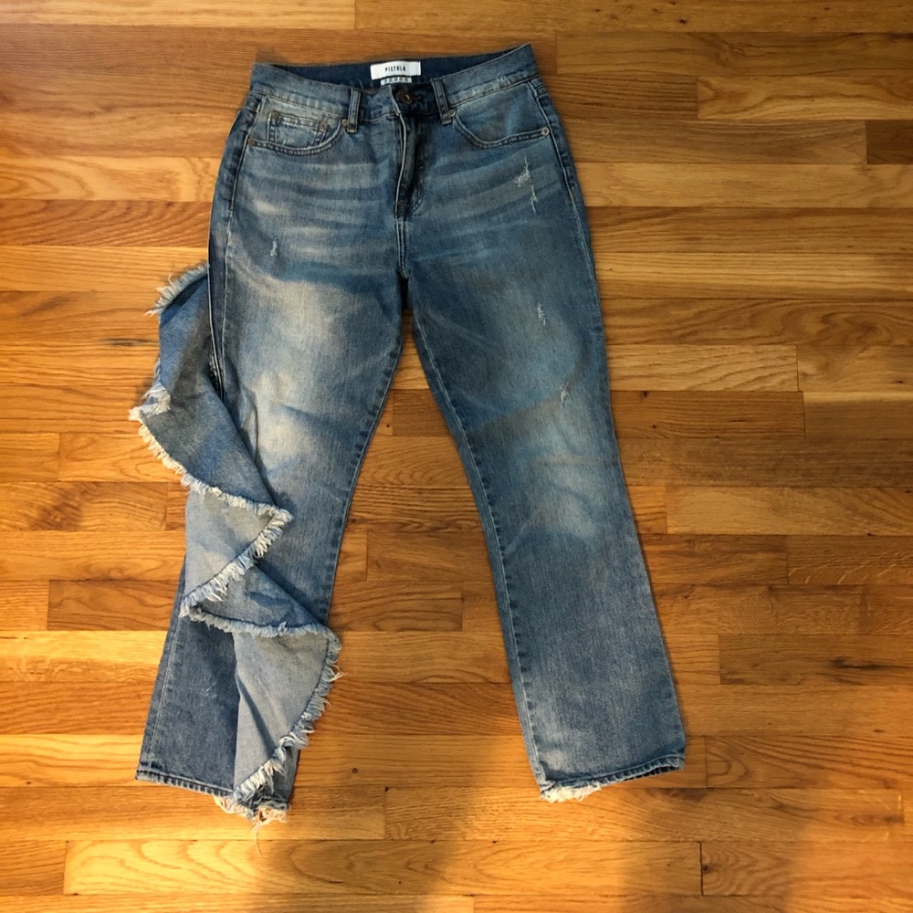 Pistola Denim cropped jeans w ruffle